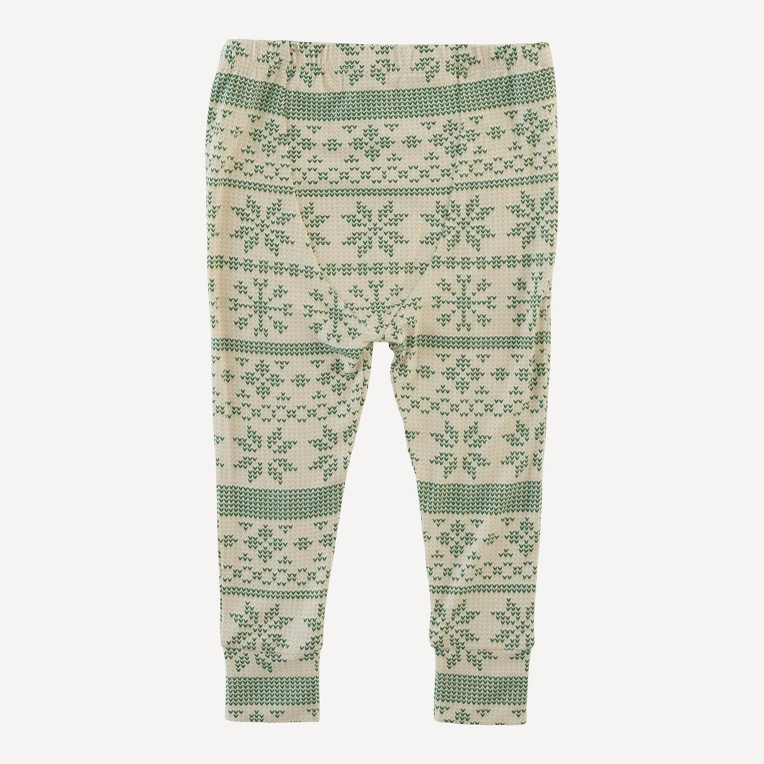long sleeve crew neck pj set | green nordic snowflake | bamboo