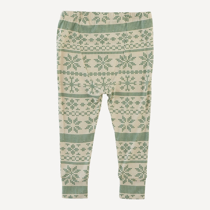 long sleeve crew neck pj set | green nordic snowflake | bamboo