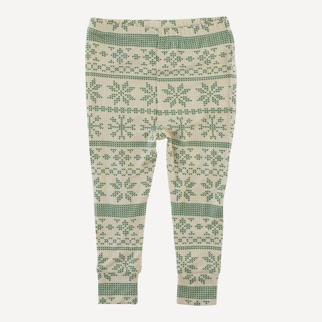 long sleeve crew neck pj set | green nordic snowflake | bamboo