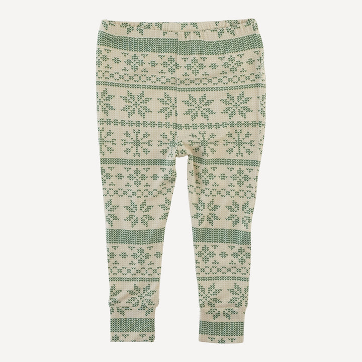 long sleeve crew neck pj set | green nordic snowflake | bamboo