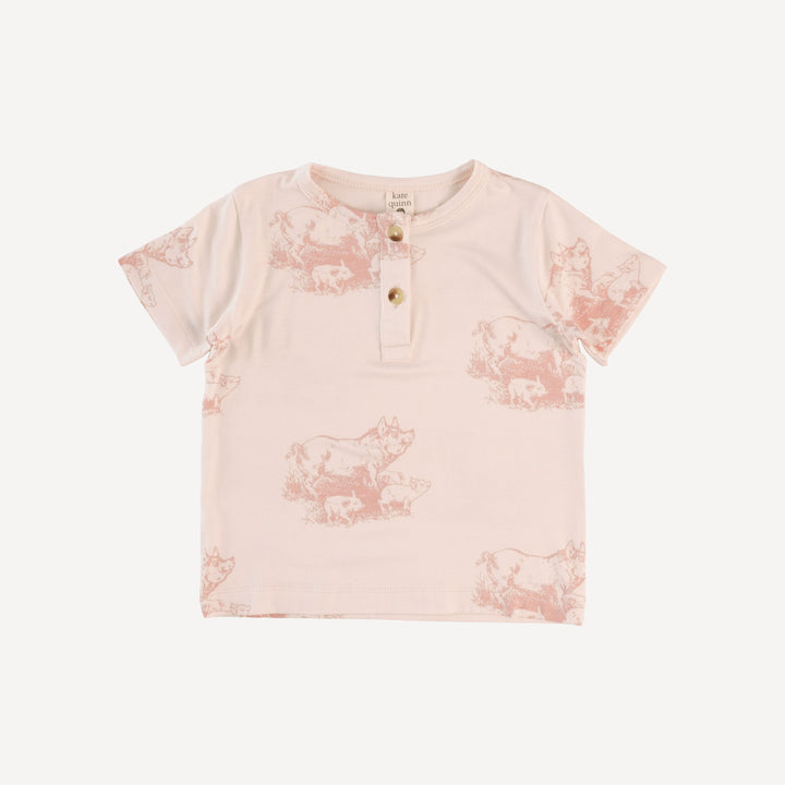 short sleeve basic henley tee | piggies | bamboo
