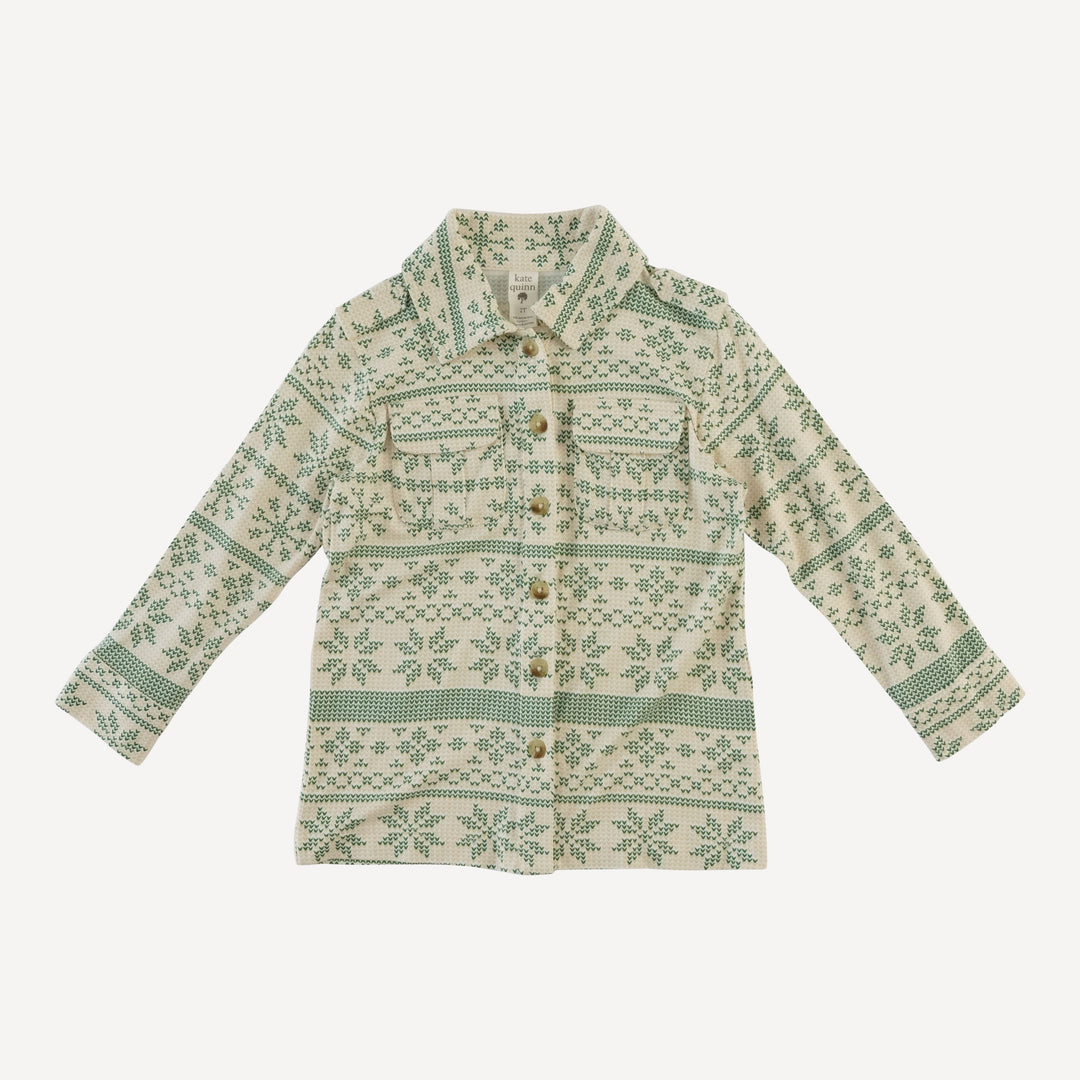 long sleeve military top | green nordic snowflake | bamboo