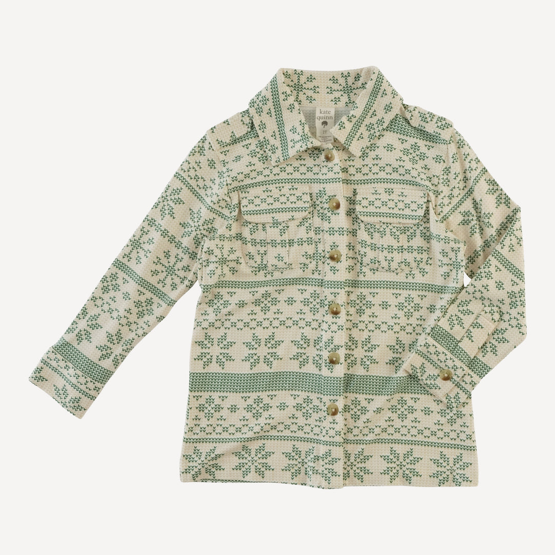 long sleeve military top | green nordic snowflake | bamboo