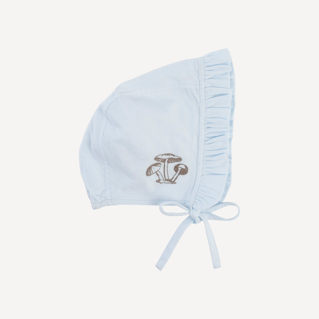 embroidered small ruffle bonnet | country air | organic cotton jersey