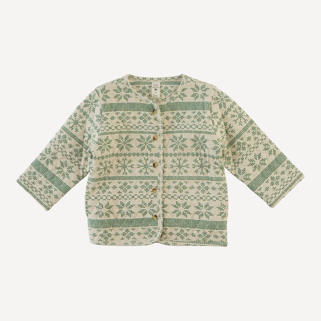 quilted jacket | green nordic snowflake | bamboo