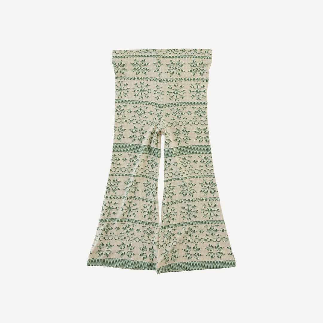 flare leg pant | green nordic snowflake | bamboo