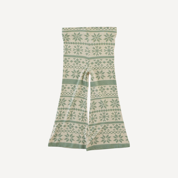 flare leg pant | green nordic snowflake | bamboo