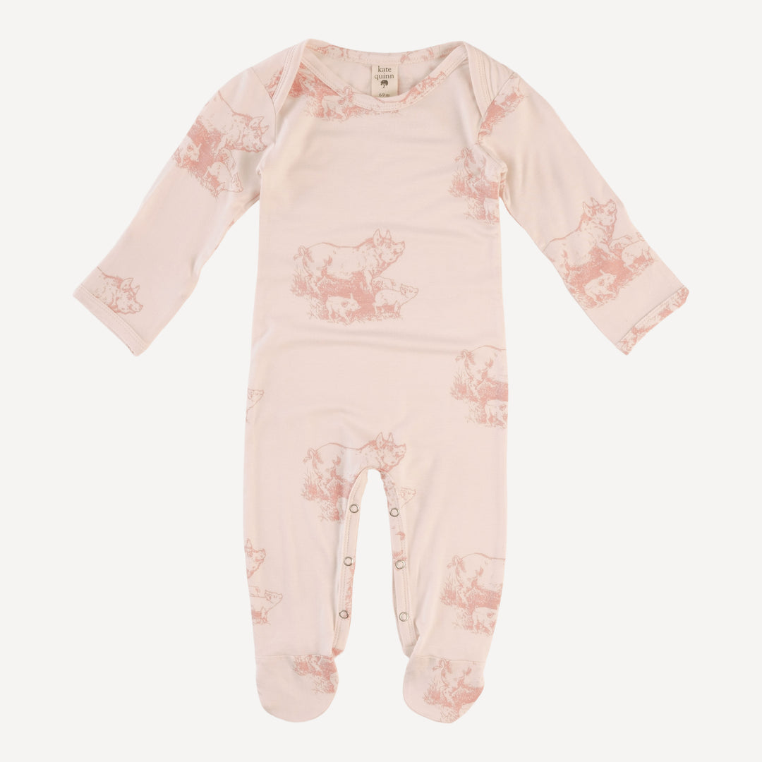 long sleeve lap neck footie | piggies | bamboo