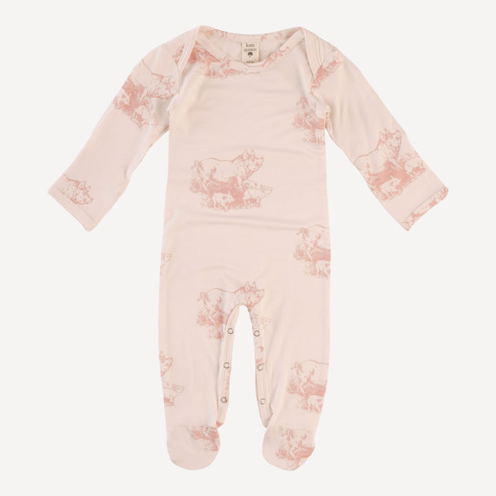 long sleeve lap neck footie | piggies | bamboo