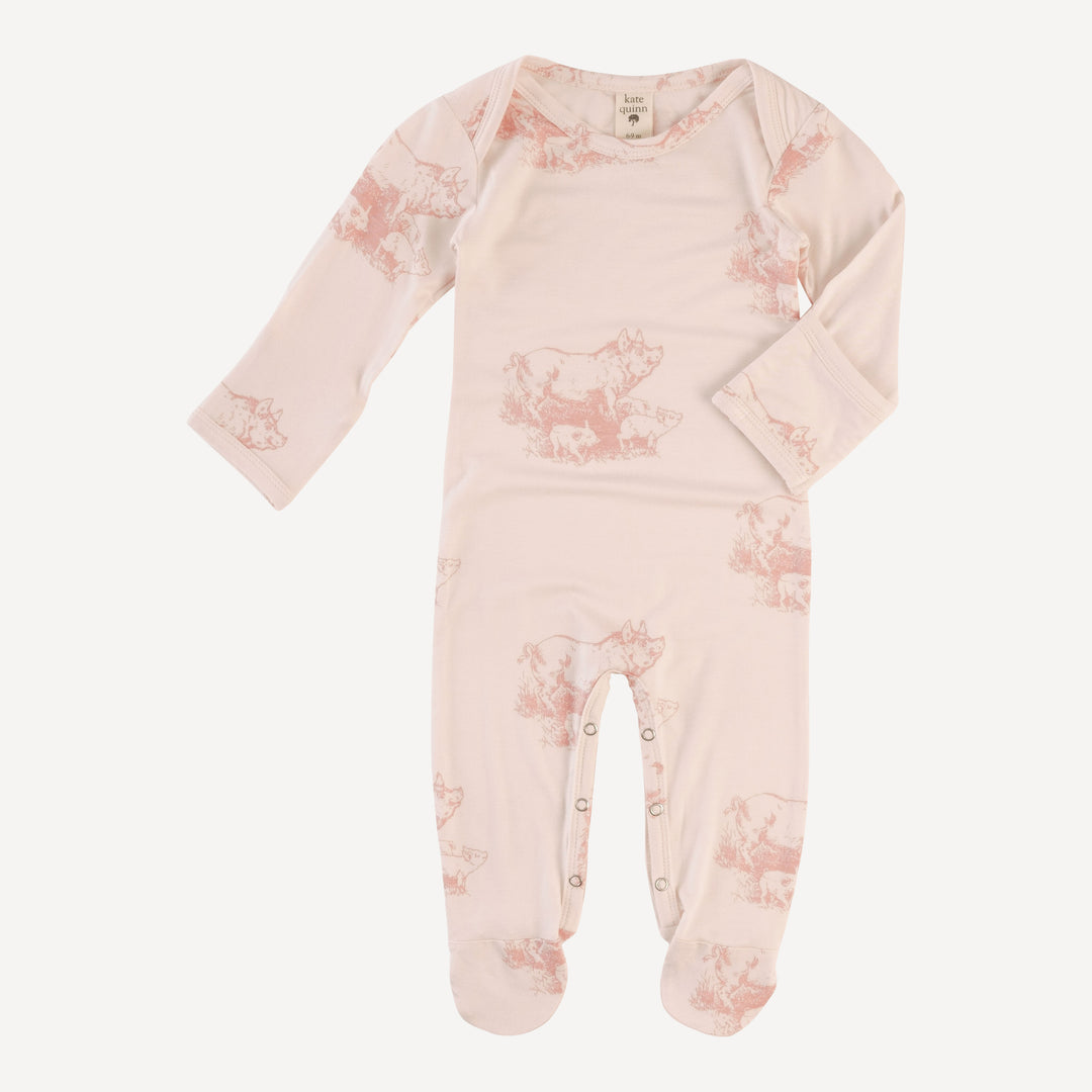 long sleeve lap neck footie | piggies | bamboo