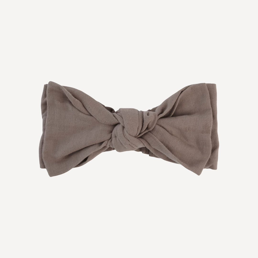 large bow elastic headband | dark truffle | organic cotton gauze