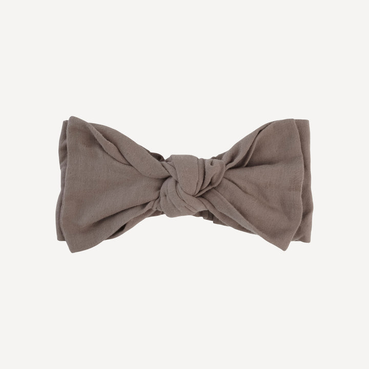 large bow elastic headband | dark truffle | organic cotton gauze