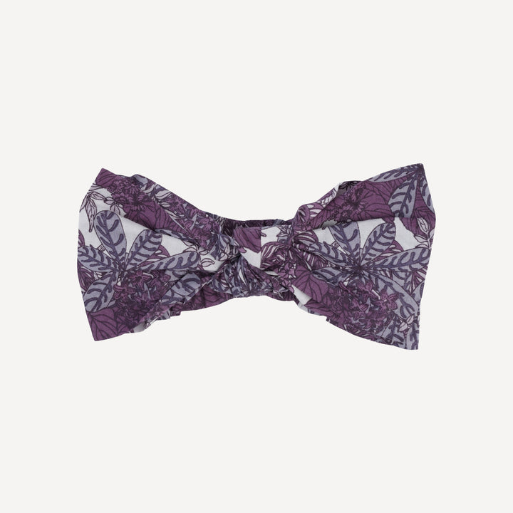 large bow elastic headband | grape goldilocks floral | organic cotton woven
