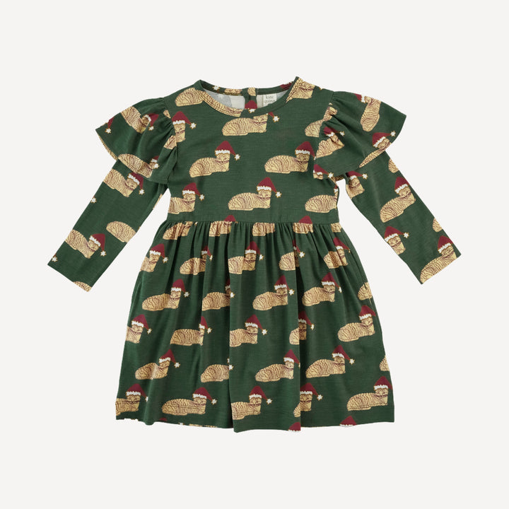 long sleeve flutter sleeve dress | santa sleeping cat | bamboo
