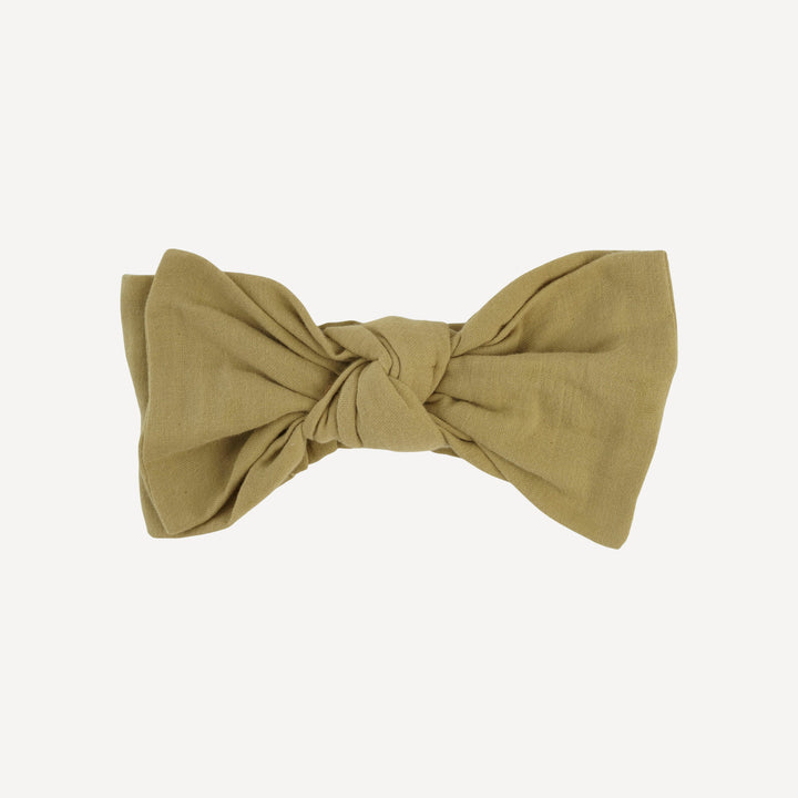 large bow elastic headband | deep flaxen | organic cotton gauze