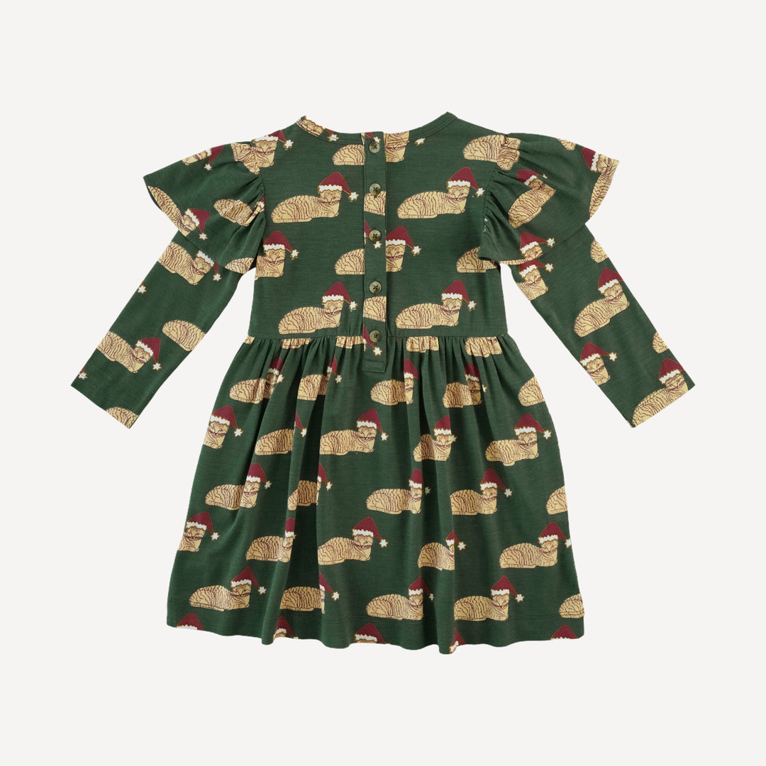 long sleeve flutter sleeve dress | santa sleeping cat | bamboo