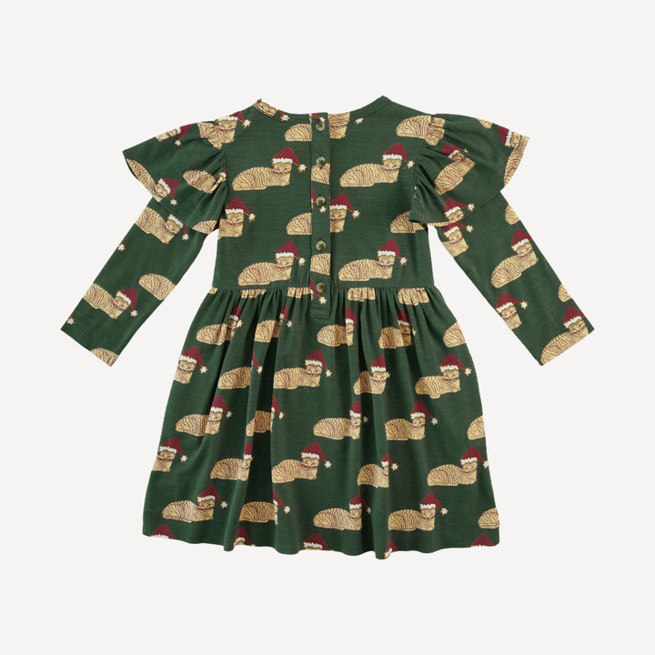 long sleeve flutter sleeve dress | santa sleeping cat | bamboo