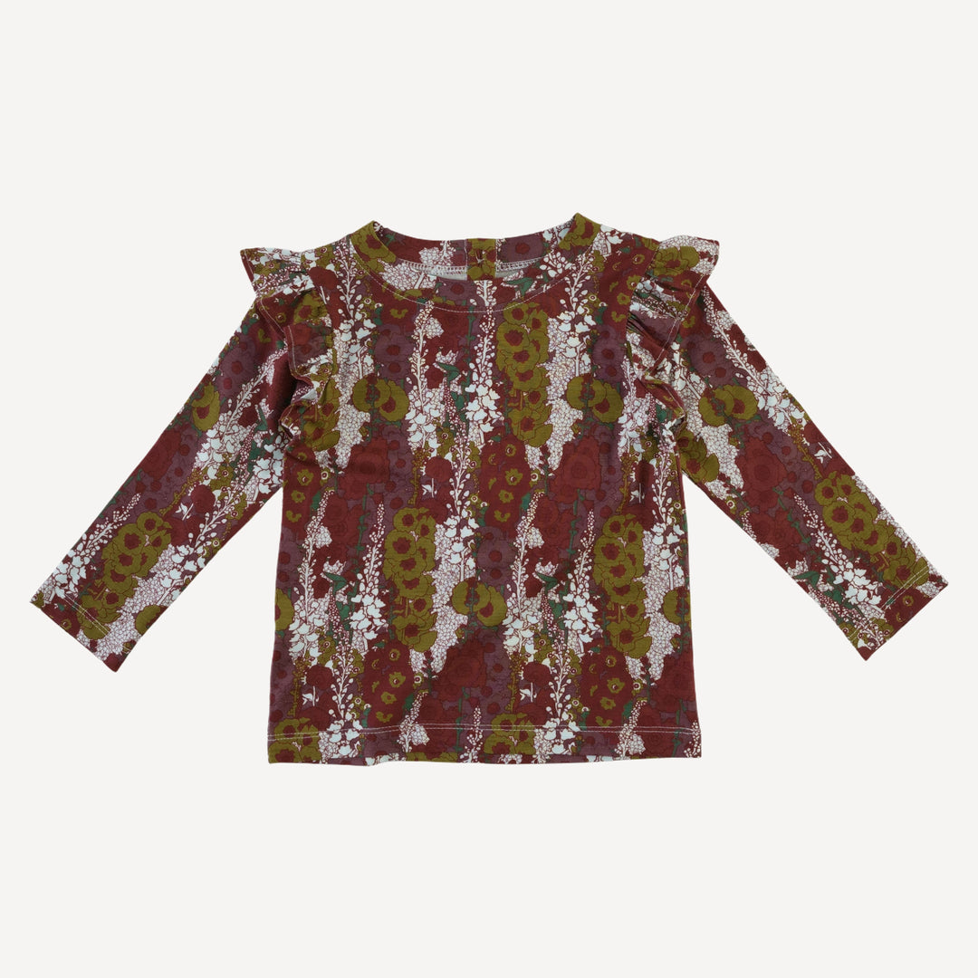 long sleeve shoulder ruffle top | hollyhock | bamboo