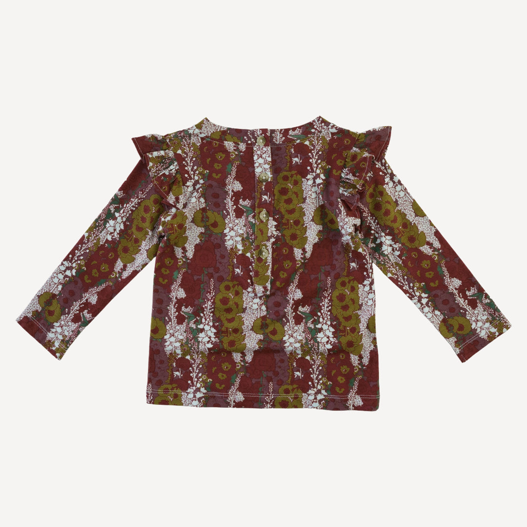 long sleeve shoulder ruffle top | hollyhock | bamboo