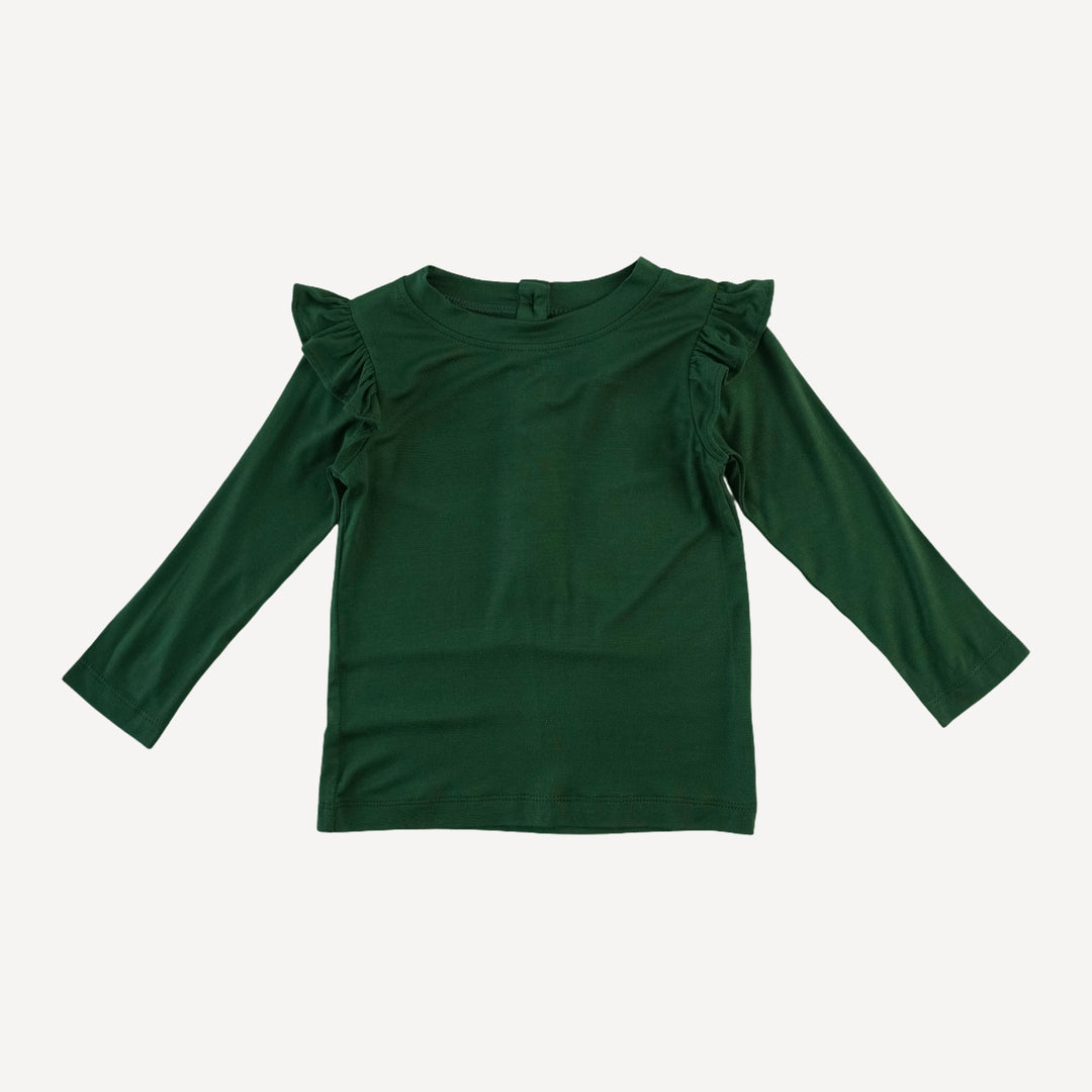 long sleeve shoulder ruffle top | mountain view | bamboo