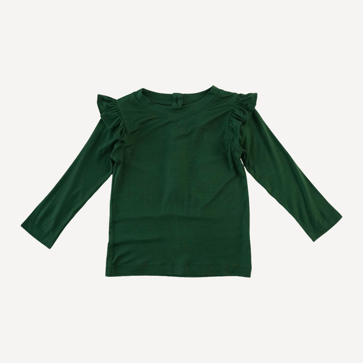 long sleeve shoulder ruffle top | mountain view | bamboo