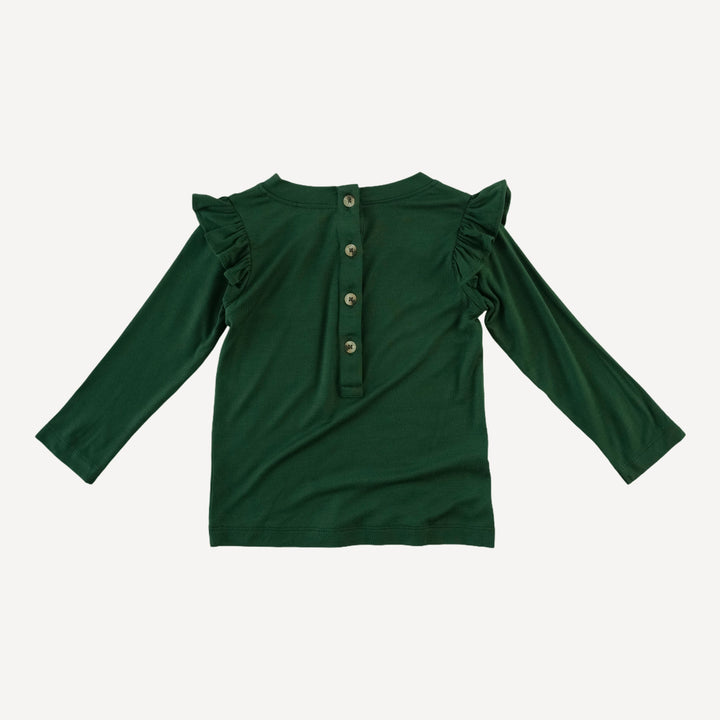 long sleeve shoulder ruffle top | mountain view | bamboo