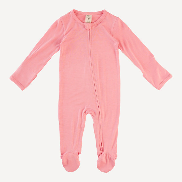 long sleeve two way zipper footie | quartz | bamboo