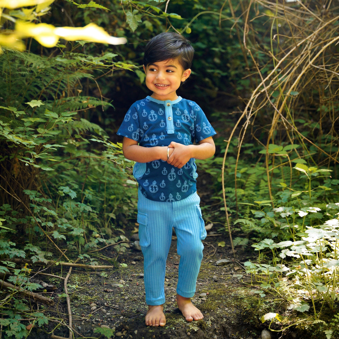 short sleeve cargo pocket tee | azure pocket watch | organic cotton jersey