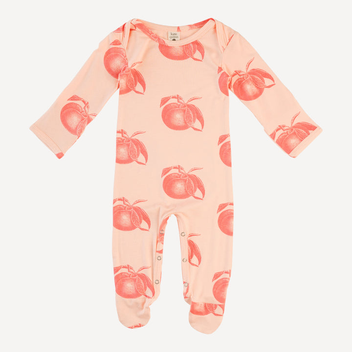 long sleeve lap neck footie | vintage peaches | bamboo
