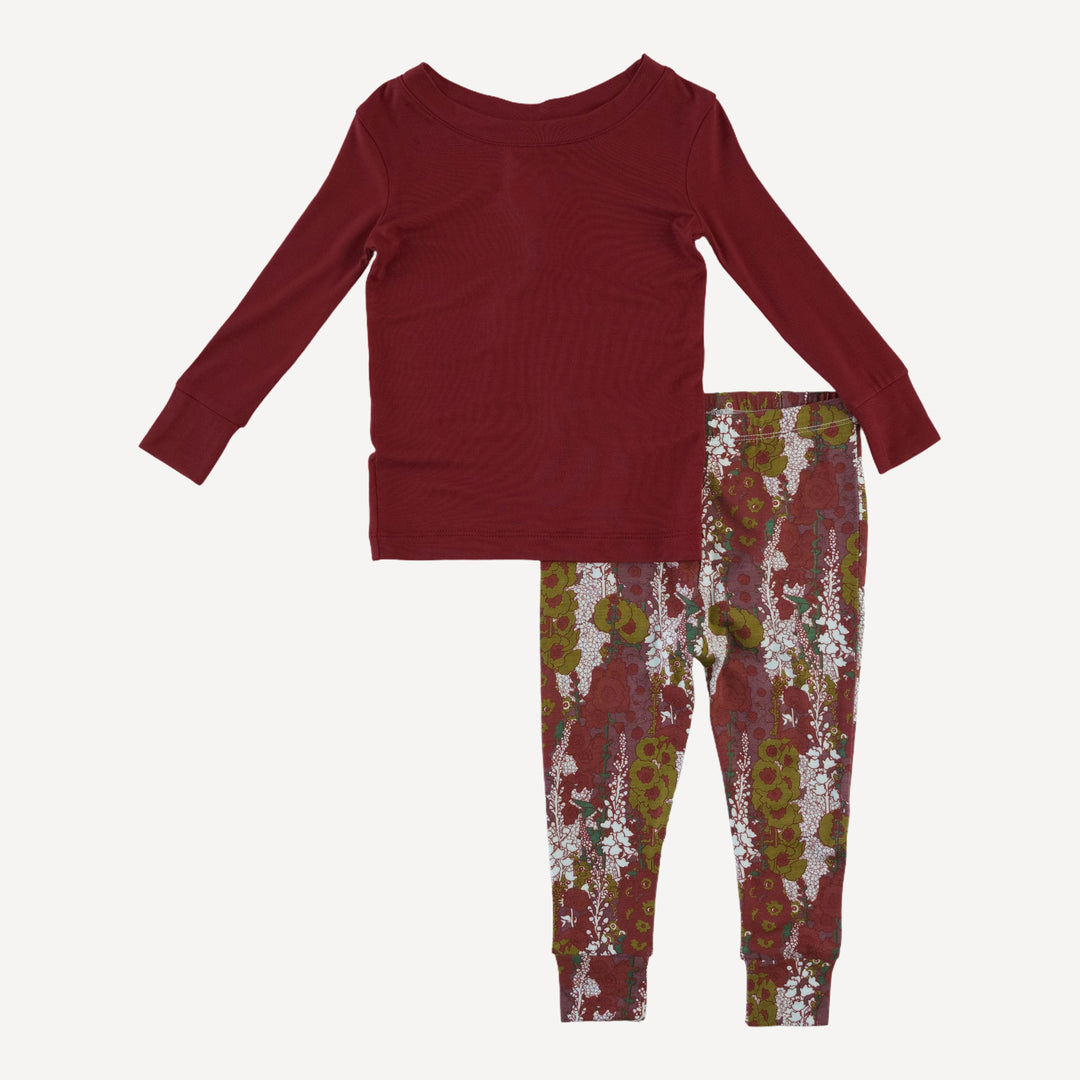 long sleeve crew neck pj set | hollyhock | bamboo