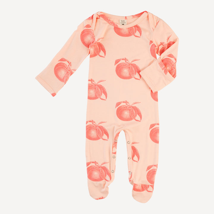 long sleeve lap neck footie | vintage peaches | bamboo