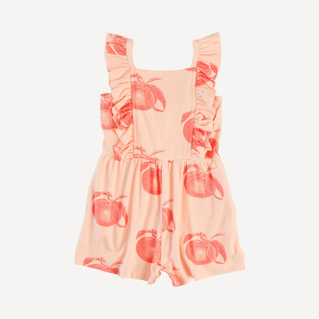 pinafore ruffle romper | vintage peaches | bamboo