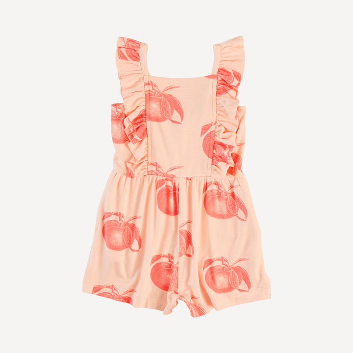 pinafore ruffle romper | vintage peaches | bamboo