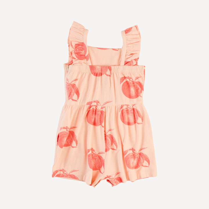 pinafore ruffle romper | vintage peaches | bamboo