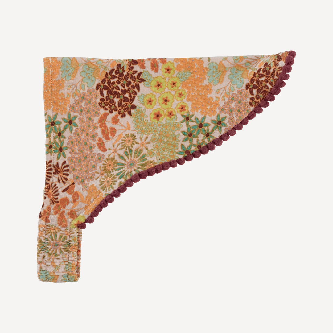 bandana pom pom headband | pink ditsy garden | bamboo