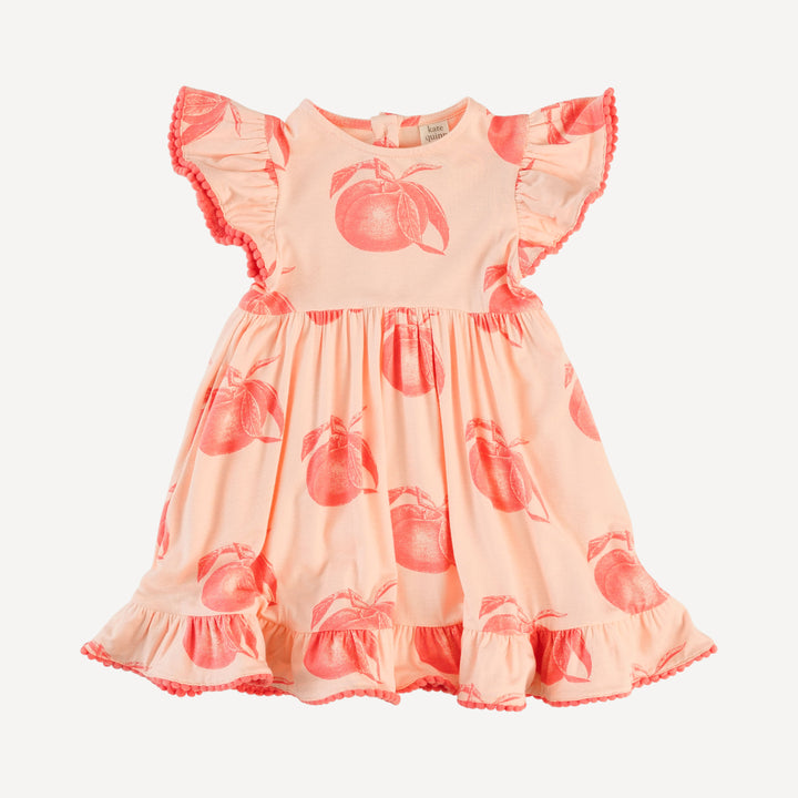 flutter sleeve pom pom pinafore dress | vintage peaches | bamboo