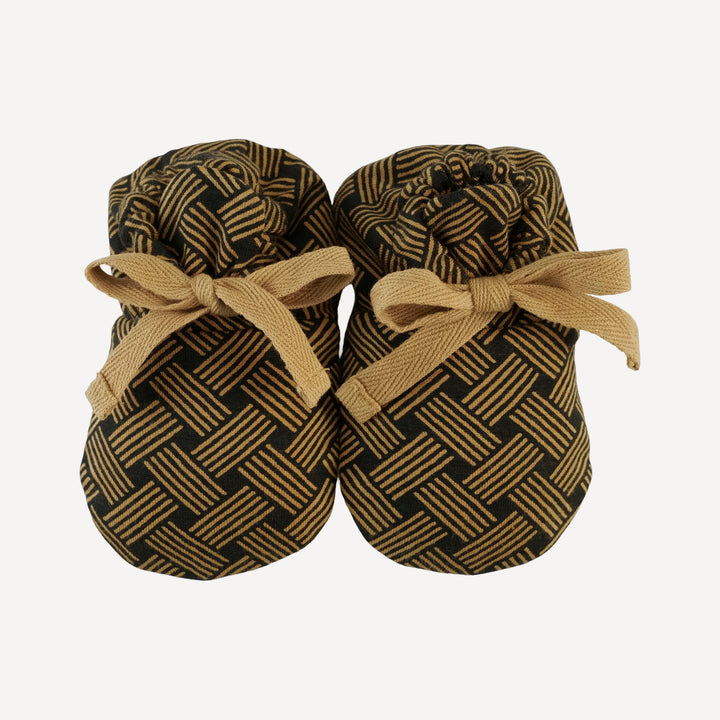 tie booties | golden basketweave | bamboo
