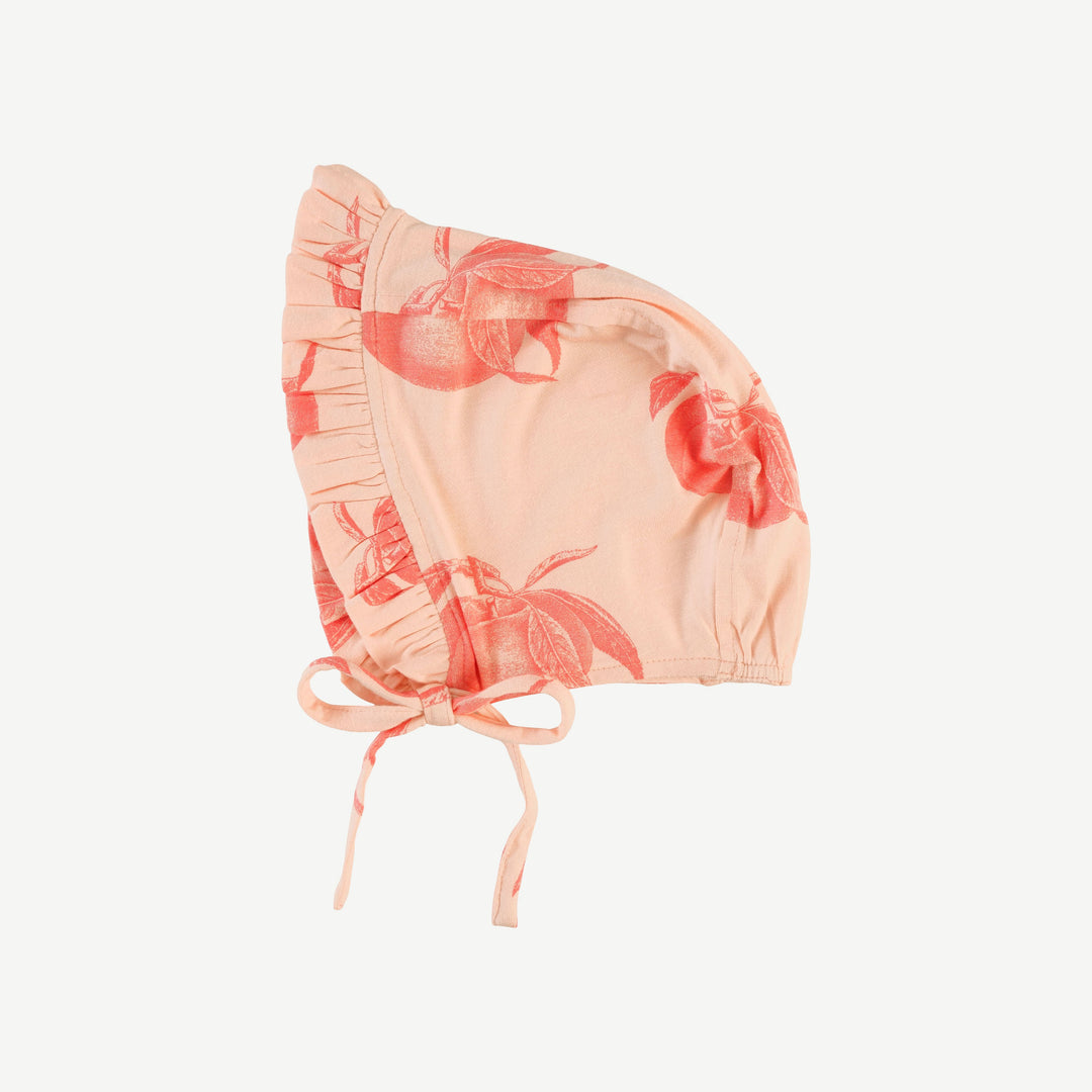 small ruffle bonnet | vintage peaches | bamboo