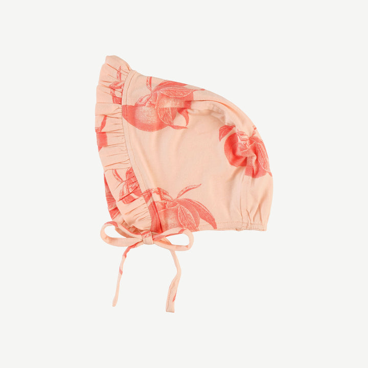 small ruffle bonnet | vintage peaches | bamboo