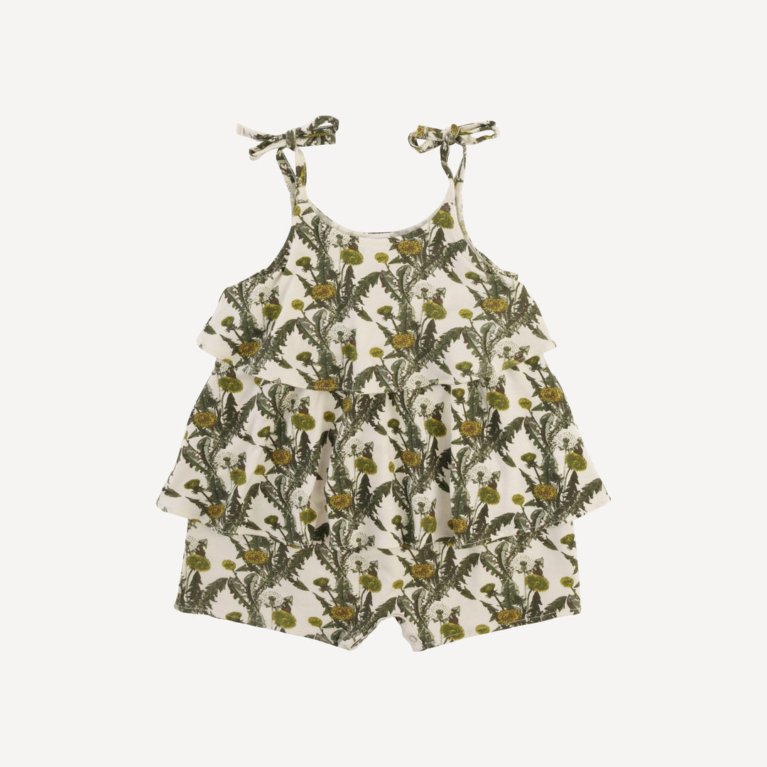 spaghetti tie double ruffle wide leg shortie | dandelion | modal