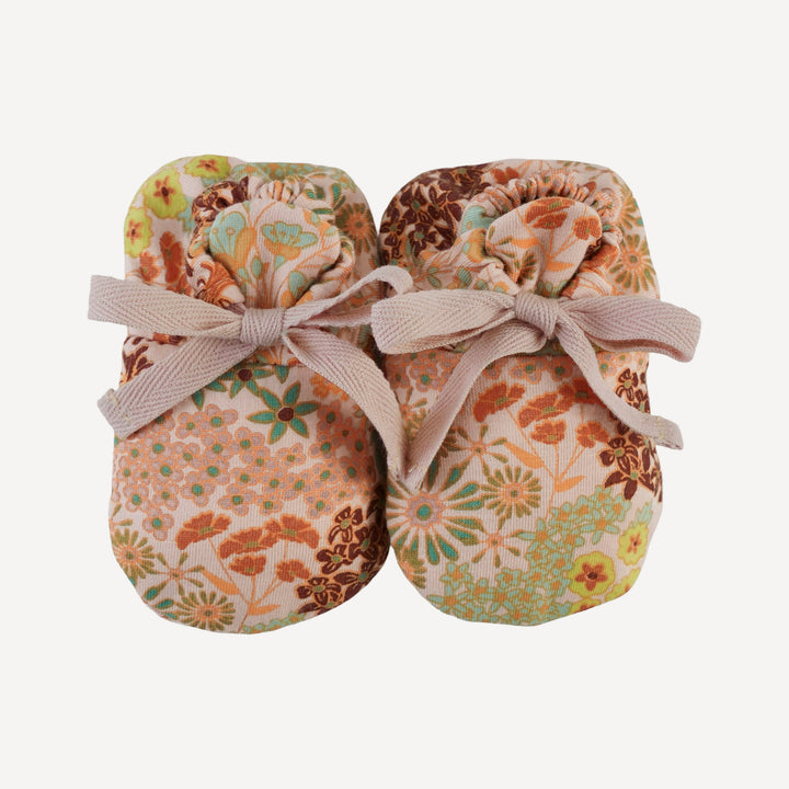 tie booties | pink ditsy garden | bamboo