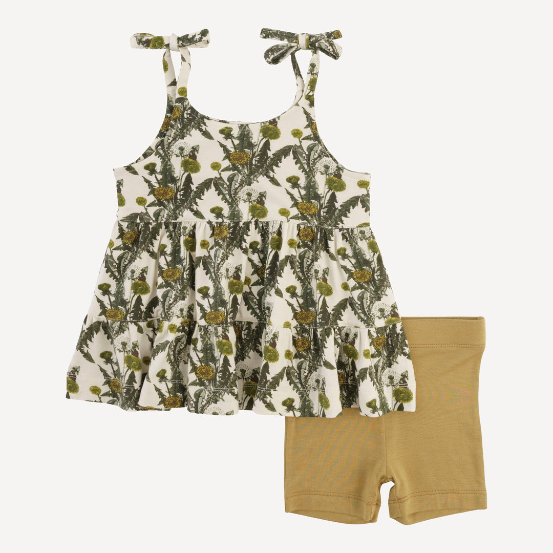 spaghetti tie prairie top and bike short set | dandelion | modal