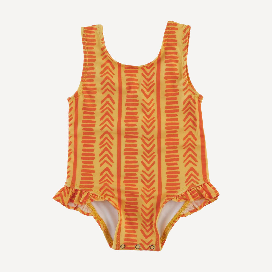 ruffle leg tank swimsuit | boho stripe | swim