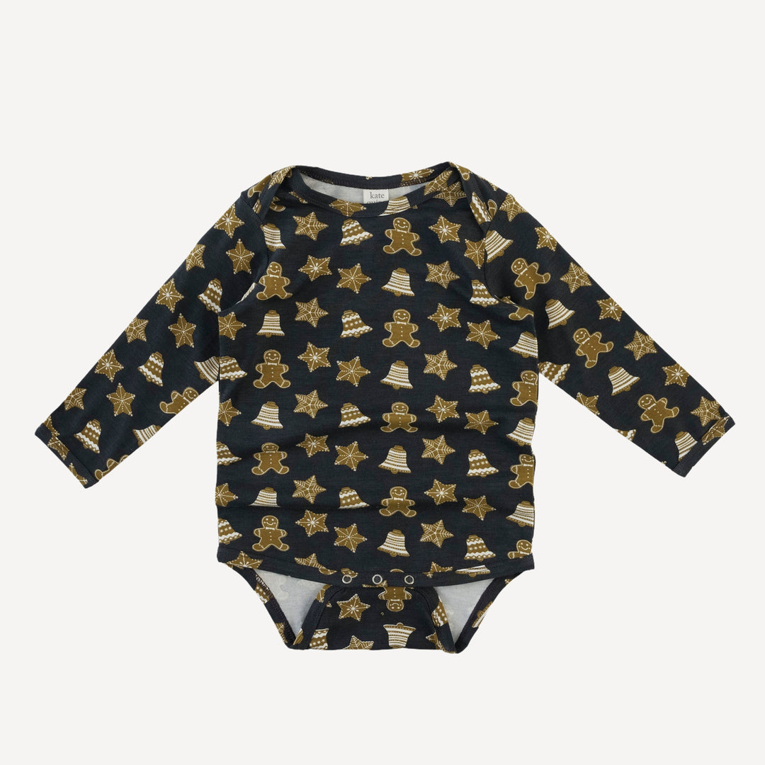 long sleeve lap neck bodysuit | gingerbread cookies | bamboo