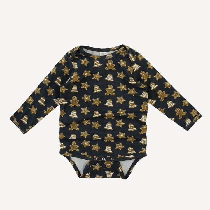 long sleeve lap neck bodysuit | gingerbread cookies | bamboo