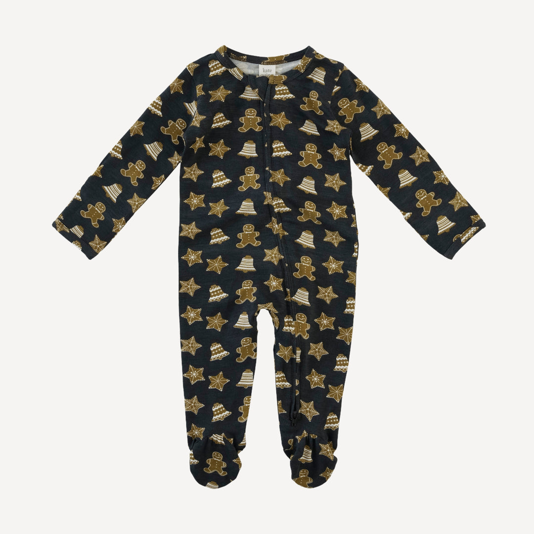 long sleeve two way zipper footie | gingerbread cookies | bamboo