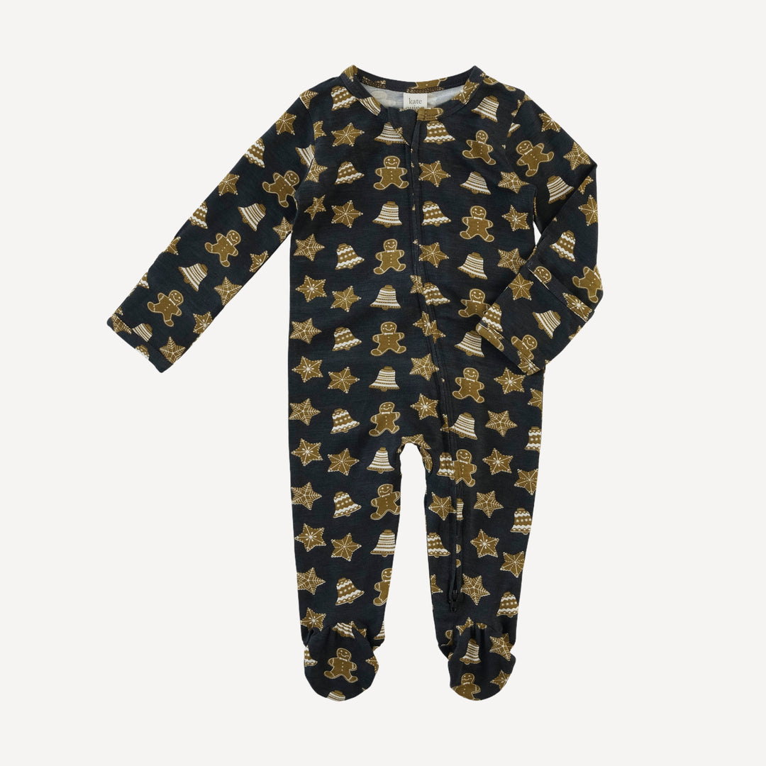 long sleeve two way zipper footie | gingerbread cookies | bamboo