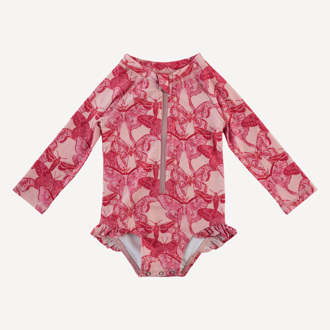 long sleeve zip front ruffle swimsuit | moth wallpaper | swim