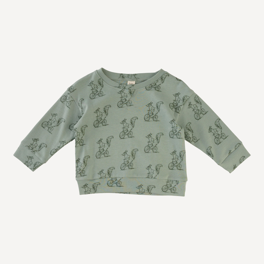 long sleeve cuffed jogger set | squirrels on bike | organic cotton interlock
