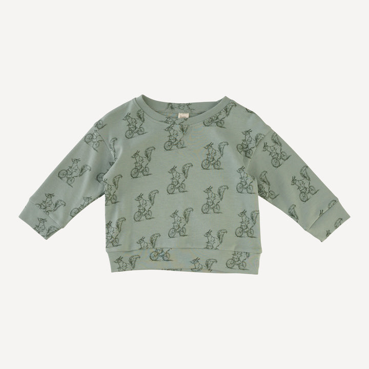 long sleeve cuffed jogger set | squirrels on bike | organic cotton interlock
